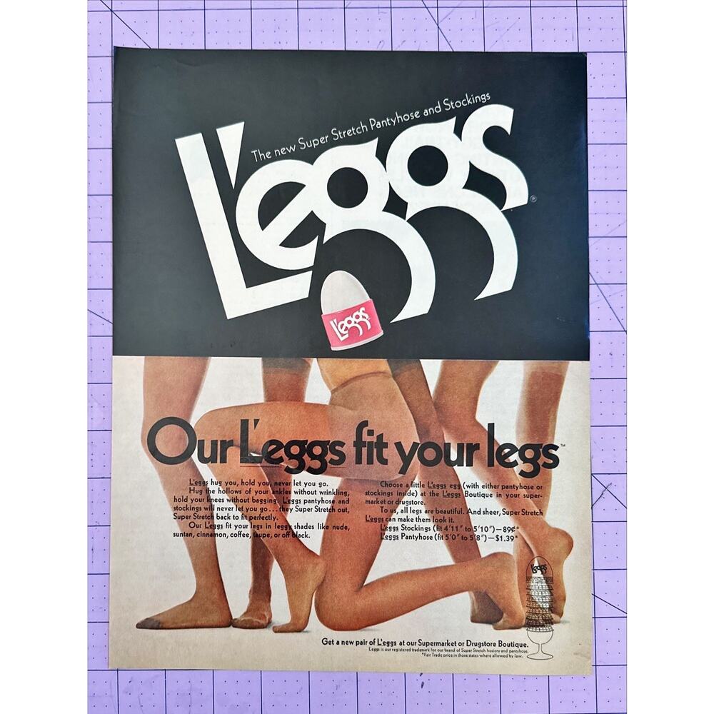 1971 Vintage Print Ad Leggs Hosiery Fashion